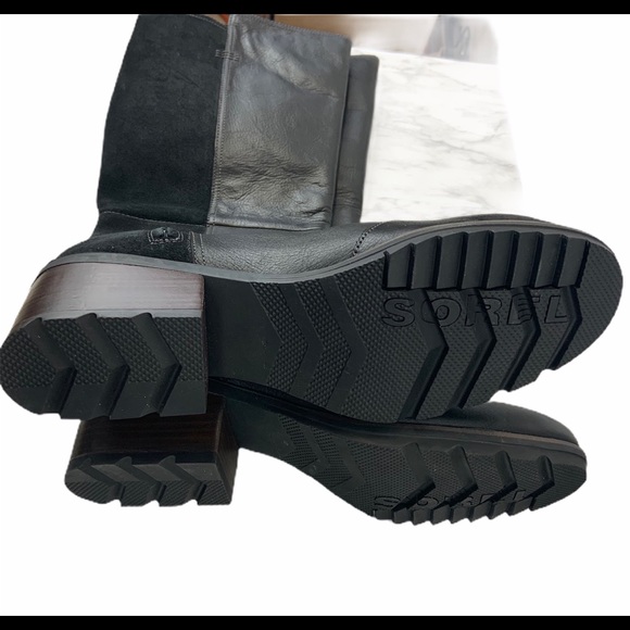 Sorel Cate Tall Leather Suede Black Riding Boots - Picture 6 of 9